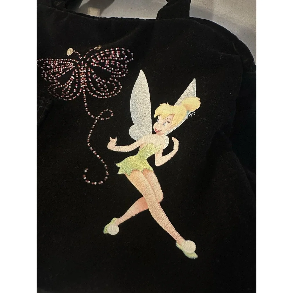 Disney Tinker Bell shoulder bag vintage Y2K black velvet Rhinestone Butterfly